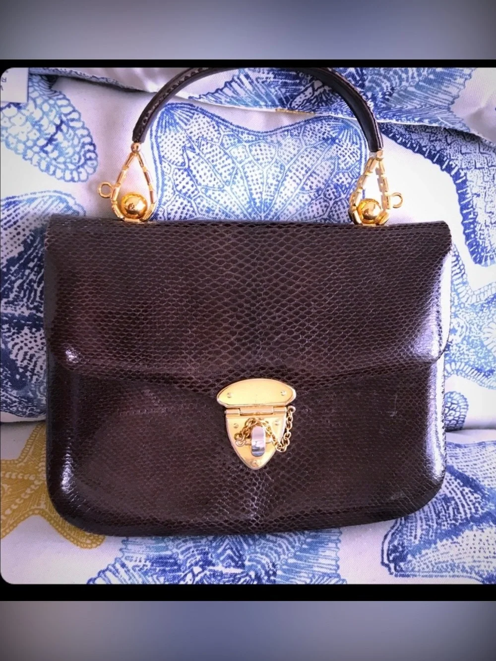 Fineness de Model brown Leather Top-Handle Bag with Gold Hardware